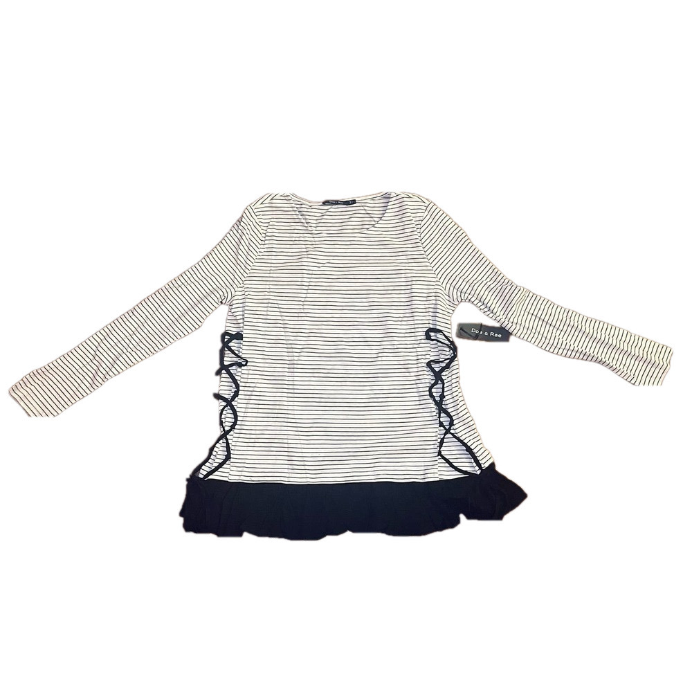 Doe & Rae Long Sleeve Shirt Black/Cream Size Medium​